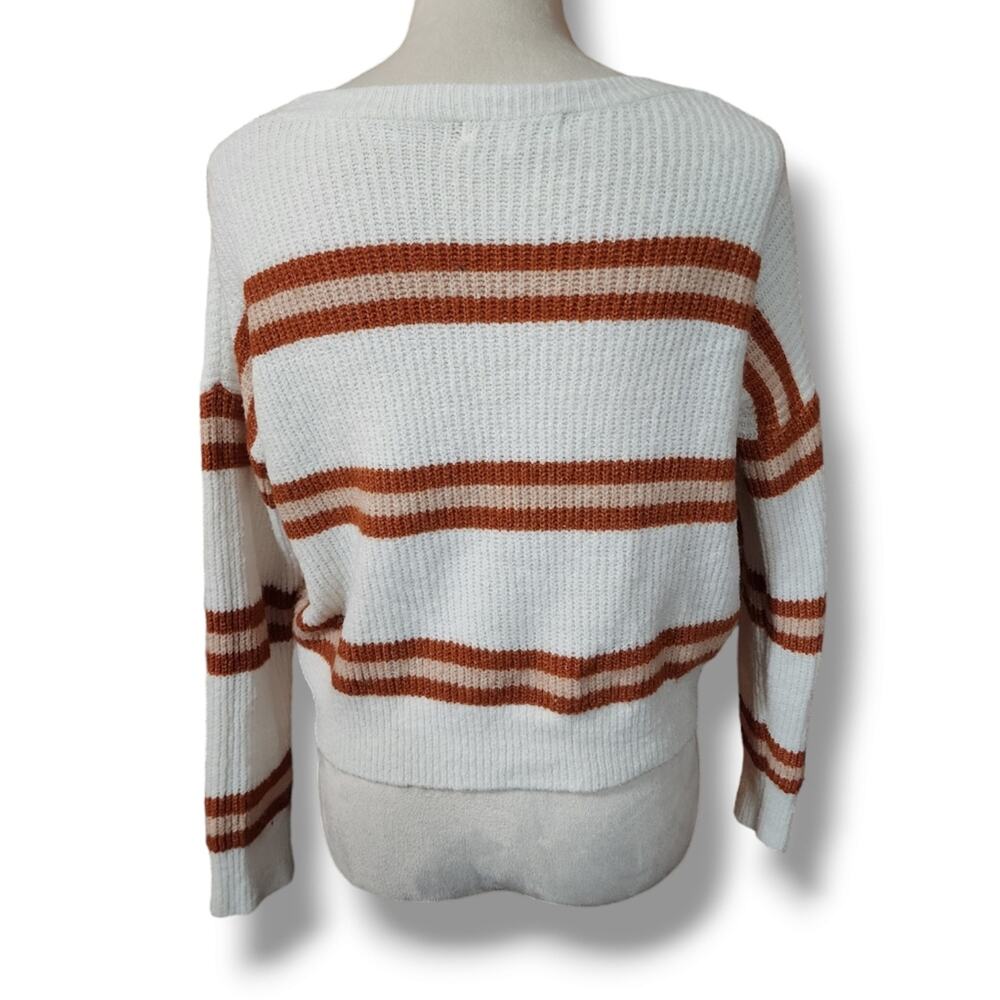 Hazel Moon Striped Cropped Pullover Acrylic Knit Sweater - Picture 4 of 4